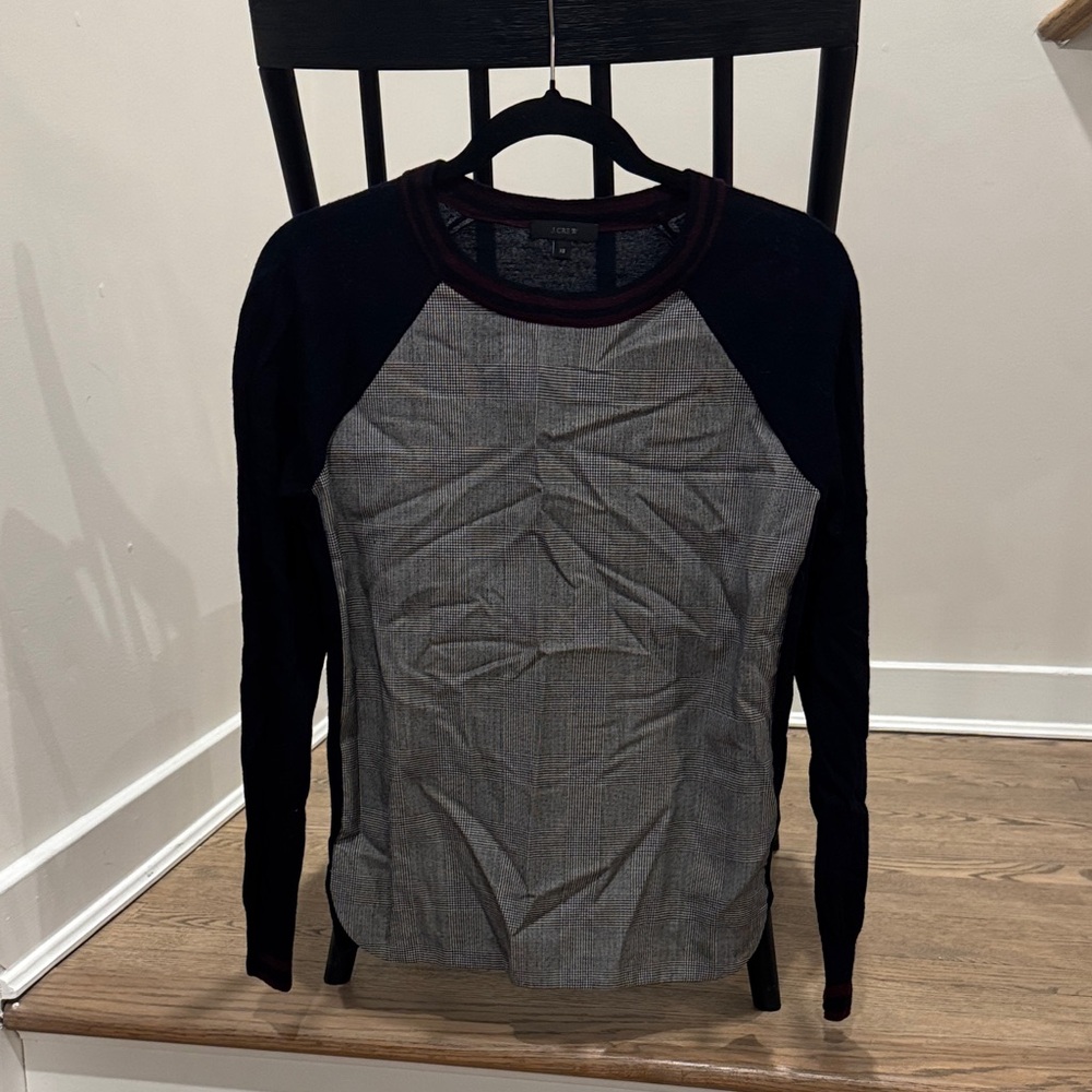 J. Crew Navy and Burgundy Knit Top
